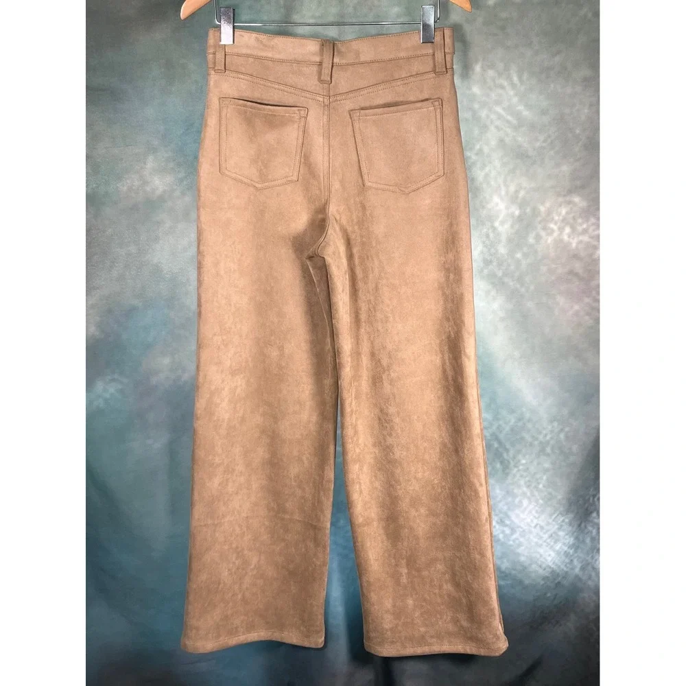 Banana Republic Vegan Suede Wide Leg High Rise Pants Tan‎ Camel 28/6 Tall